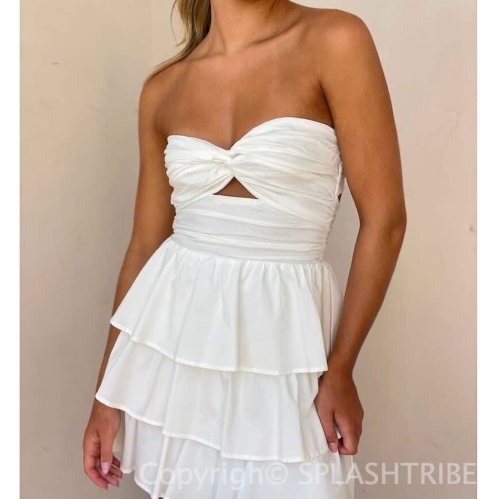 Cotton Candy Strapless White Dress